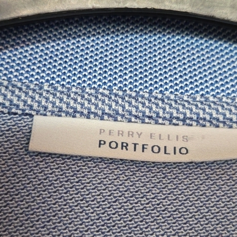 Perry Ellis Portfolio Polo Golf‎ Shirt Blue 100% Polyester Size XL - Picture 2 of 9